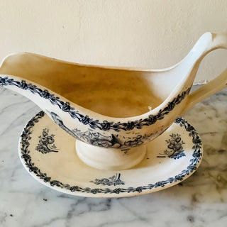 Vintage Belgian Transferware Nimy Sauce Server