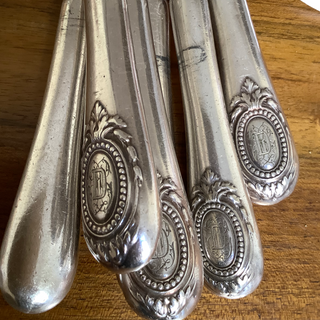 Vintage French Rare Christofle Silver Monogrammed Knives