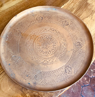 Vintage Moroccan Round Copper Tray