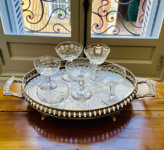 Vintage Moroccan Oval Large Silverplate Tray