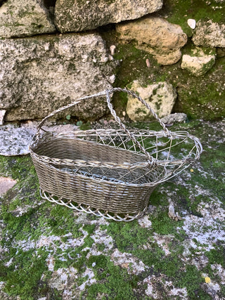 Vintage French Silver Wire Wine Serving Basket