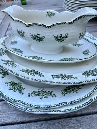 Vintage French Cream & Green Service de Table 16 Pieces