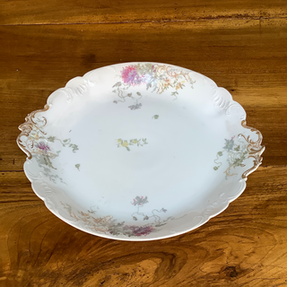 Vintage French Floral Porcelain Round Serving Platte