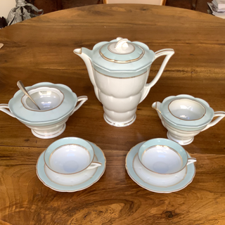Vintage French Limoges Art Deco Pale Aqua Tea Service