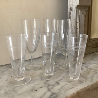 Vintage French  Eclectic Champagne Coupes