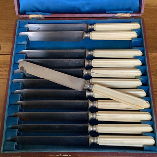 Vintage Set of 12 French Ivory Dinner Knives