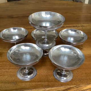 Vintage French Art Deco Metal Ice Cream Coupes