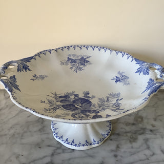 Vintage French Transferware Flore Footed Fruit Bowl
