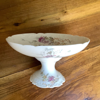 Vintage French Dusty Lilac Floral Porcelain Fruit Dish Media 