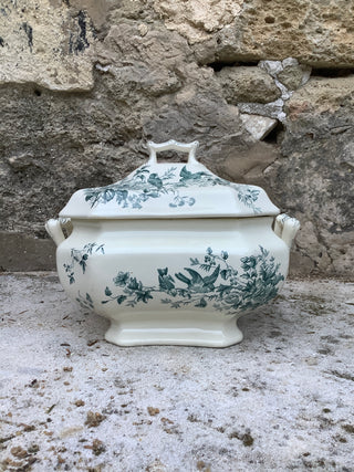Vintage French Blue Green Tureen