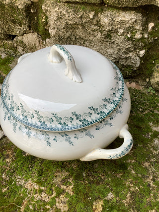 Vintage French Gien Blue Green Tureen