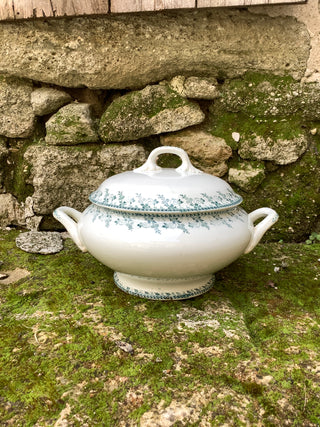 Vintage French Gien Blue Green Tureen