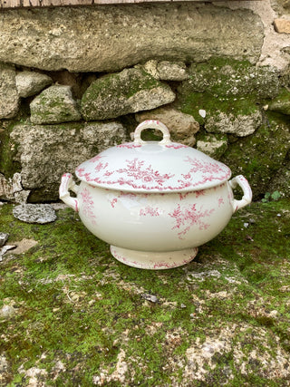 Vintage French Transferware Cream with Red Cadix Tureen