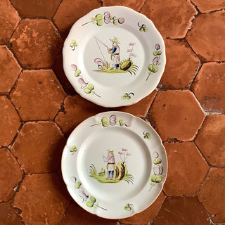 Vintage French Charming Faience Salad/Dessert Plates