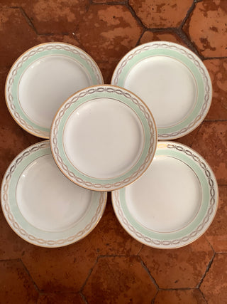 Vintage French Pale Aqua Porcelain Salad/Dessert Plates