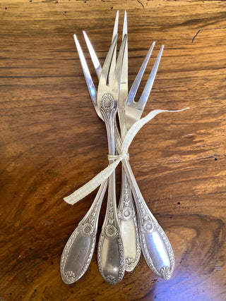 Charming Vintage French Silver Escargot Forks  Set 4